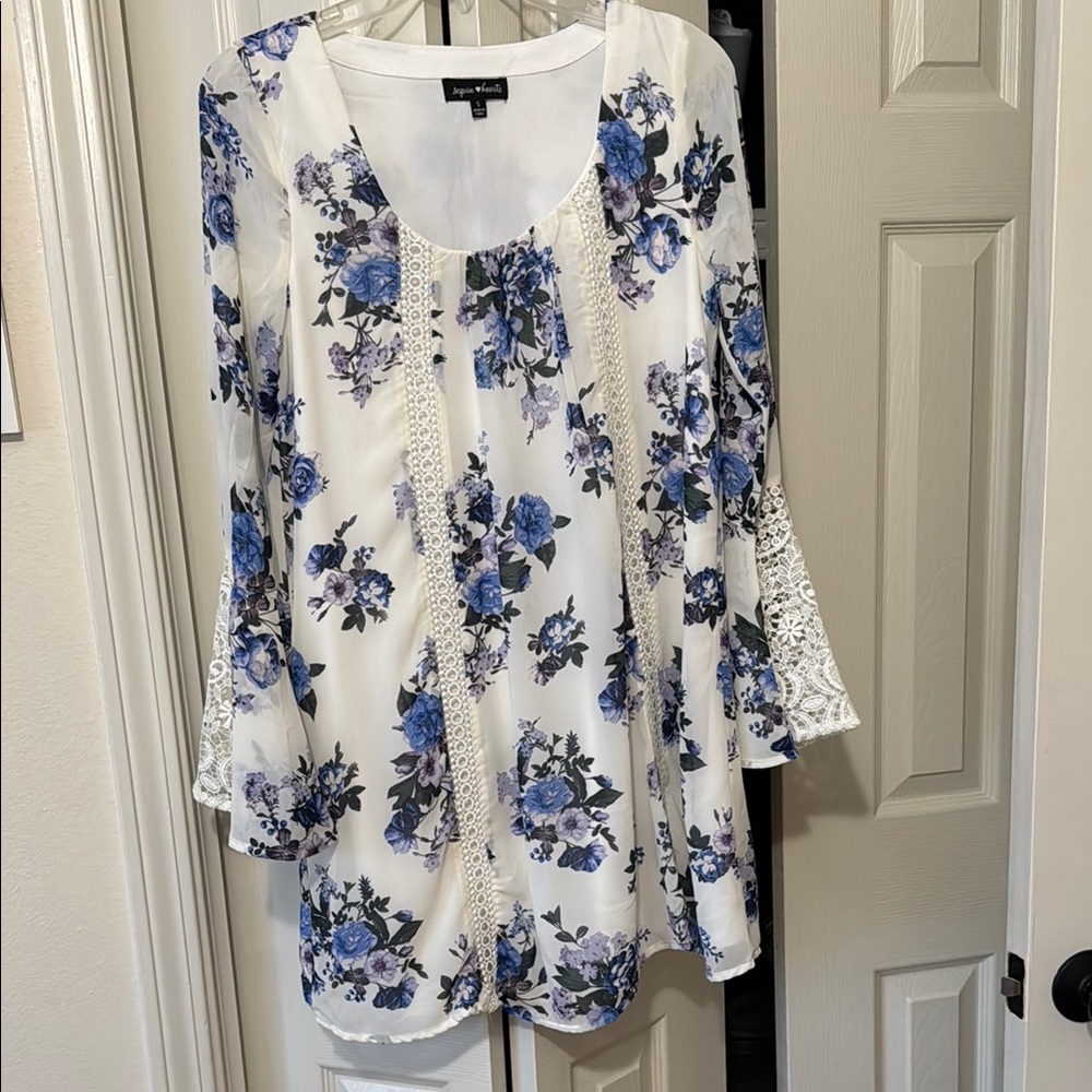 Sequin Hearts Blue and White Bib Collar Dress